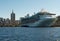 Huge cruise ship moored in San Francisco