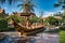 A huge decorated golden boat monument in Wat Preah Prom Rath a beautiful historical Buddhist temple complex