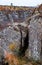 Huge deposits of stone minerals in a clearing bathed in warm sun