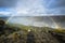 Huge Dettifoss waterfall with a double rainbow, Iceland