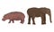 Huge Elephant and Hippo as African Animal Vector Set