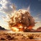 Huge explosion in a desert. Generative AI