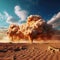Huge explosion in a desert. Generative AI