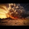 Huge explosion in a desert. Generative AI