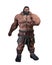 Huge fantasy giant man with long black hair and beard in standing pose. Isolated 3D illustration
