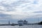 Huge ferry sailing in Venezian lagoon, Italy