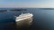 A huge ferry travelling in baltic sea near Helsinki at sunset, Finland