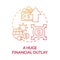 Huge financial outlay red gradient concept icon