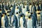 huge flock of emperor penguin gathered on coast of cold antarctic sea