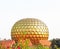 Huge golden spherical ball auroville tamil nadu india