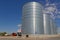 Huge grain silos in Wall, South Dakota