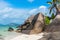 Huge granite rocks and palm trees in Anse Source d\'Argent