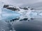 A huge high breakaway glacier in the southern ocean off the coast of Antarctica, the Antarctic Peninsula, the Southern