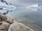 A huge high breakaway glacier in the southern ocean off the coast of Antarctica, the Antarctic Peninsula, the Southern