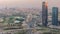 Huge highway crossroad junction between JLT district and Dubai Marina intersected by Sheikh Zayed Road aerial timelapse.