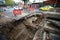 Huge hole in the ground made by the city hall workers to change hot water pipes from the Bucharest`s thermal energy distributor