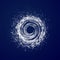 Huge hurricane, tornado, typhoon, white swirl clouds, twister on blue sea background top view. Danger cyclone vector