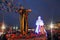 Huge ice figure of a woman in Moscow. The Maslenitsa doll