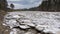 Huge Ice Loads Drift in the River Ogre, Latvia. Congestion on the River in the Spring