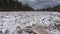 Huge Ice Loads Drift in the River Ogre, Latvia. Congestion on the River in the Spring