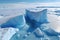 Huge iceberg floes in the ocean. Antarctic. Generative AI