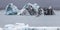 Huge iceberg and resque boat in Iceland Jokulsarlon