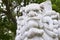 Huge Komainu dog-lion like guardian stone statue Izanagi Shrine on Awaji Island in Japan