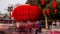 The huge lantern model and the crowded visitors at Ditan temple fair during Spring Festival in Beijing, China