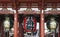 Huge lanterns hanging in the Hozomon gate at Sensoji temple, Asakusa, Tokyo