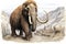 Huge mammoth in the desert,  Illustration of an animal