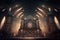 A huge medieval victorian steampunk concert hall in a steampunk world