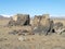 Huge megalith stones on a sacred place in steppe.