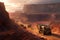 Huge Mining Trucks Transporting Copper Ore Across Vast Landscapes. Generative AI