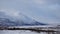 Huge mountain at lake Tornetrask in Abisko National Park in Sweden in winter