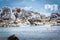 Huge ocean rock boulders on tropical island beach