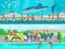 Huge oceanic aquarium and dolphinarium sketch