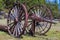 Huge old wooden wheels for logging