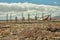 Huge parabolic Dish with Solar Panels. Abandoned construction for producing enegy. Used for production of methanol and coal. El