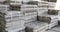 Huge piles of printed newspapers printing shop