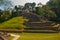 Huge pyramid. Landscape of the ancient city of Maya. Ancient templates mayan ruins of Palenque - Chiapas, Mexico