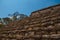 Huge pyramid steps close up. Palenque, Chiapas, Mexico.