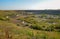 A huge quarry with an abandoned building. The foundation of a large structure