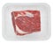 Huge red meat chunk in box isolated over white background