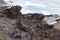 Huge rock formation on Hawaiian island near the Pacific Ocean