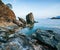 Huge rocks, cliffs and rocks along the coast.