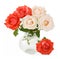 Huge roses bouquet in vase on white