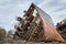 Huge rusty pieces of decommissioned marine ship