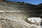 The huge seating area of the Roman theatre ruins at the ancient site of Ephesus in Turkey.