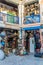 Huge selection of pots, lamps, lantern and other metal works in shop of souk in medina of Fez, Morocco, North Africa