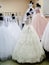 A huge selection of wedding dresses in the wedding salon